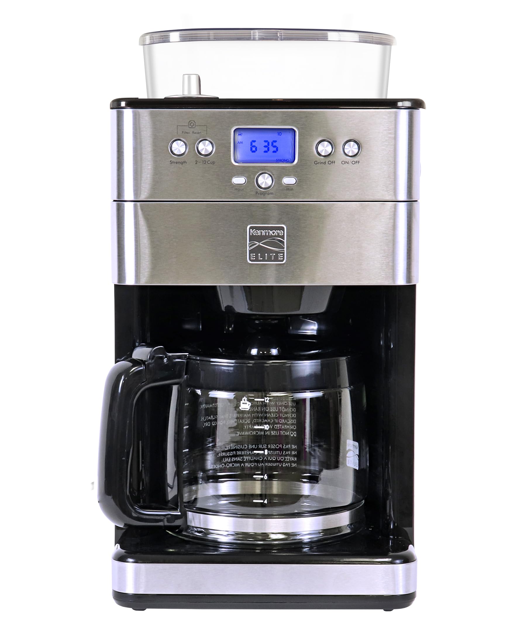 Koolatron Kenmore Elite con molino integrado para café recién molido y aroma intenso.