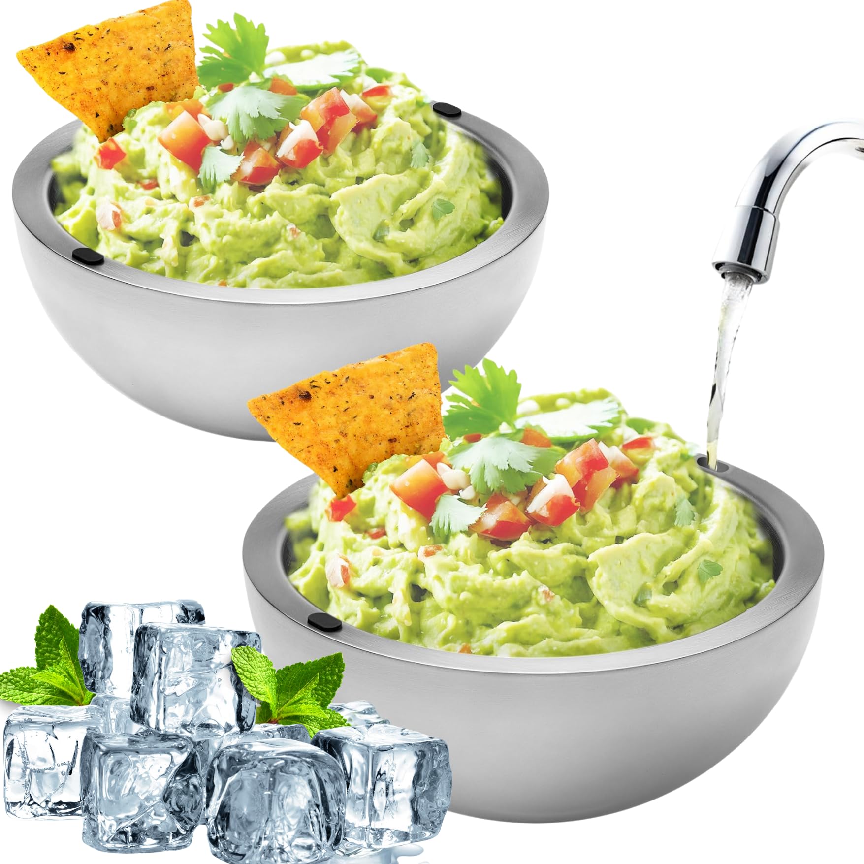 KoolCool cuenco enfriador para salsas, con paredes congeladas para frío estable.