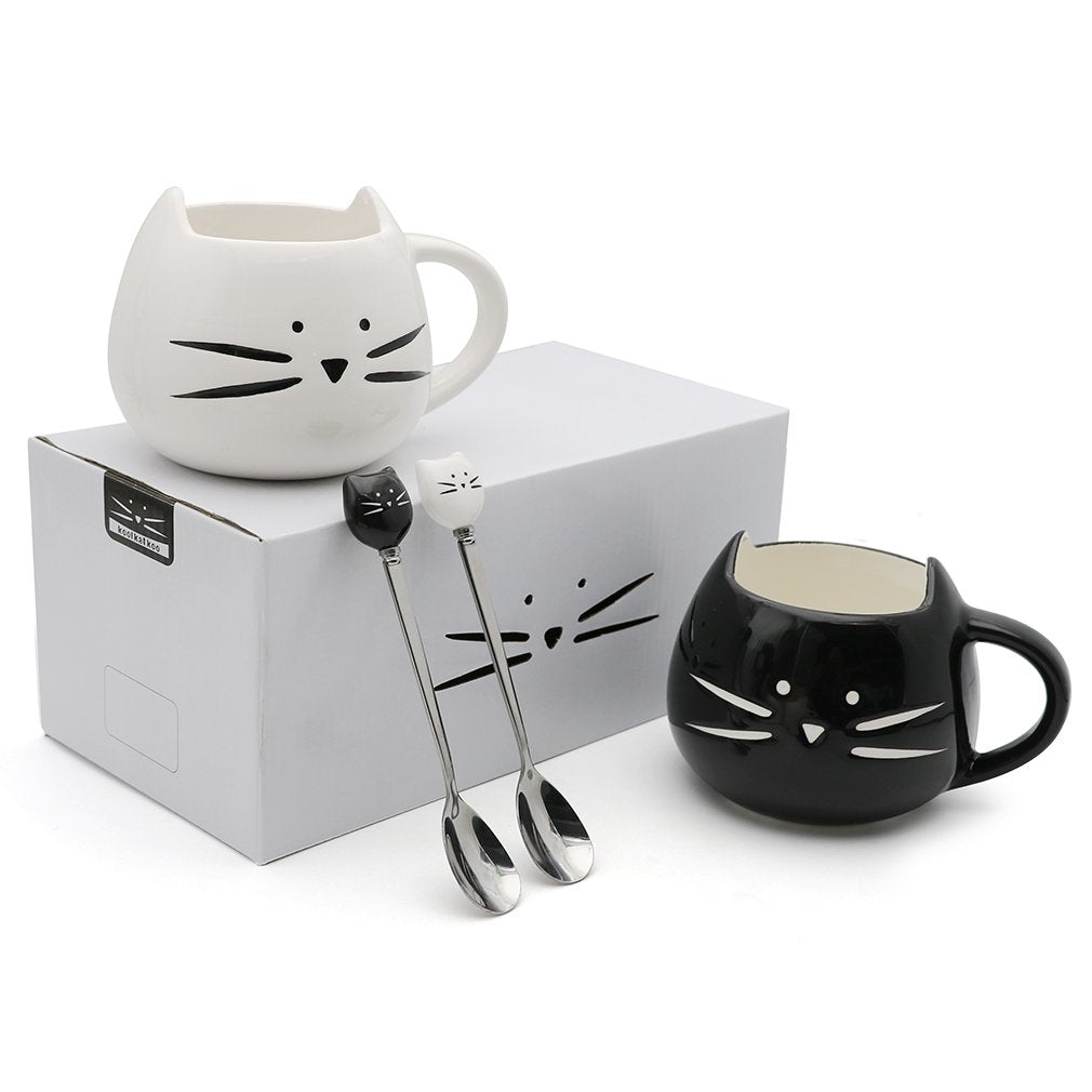 Conjunto Koolkatkoo de tazas-gato-ceramica-12oz para compartir.