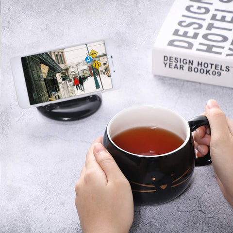 Tapa con soporte para teléfono integrada en la taza Koolkatkoo