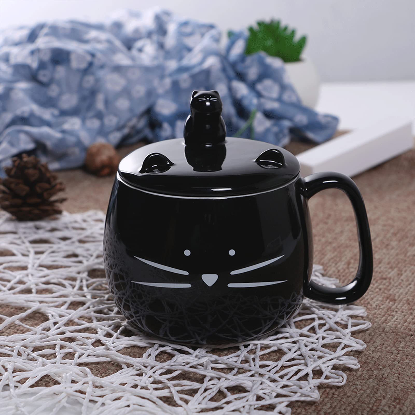 Koolkatkoo taza cerámica negra 16oz para café, té o bebidas