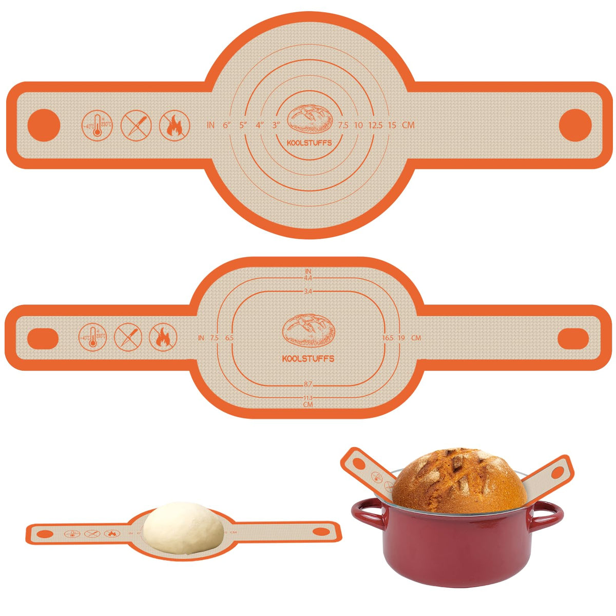 Koolstuffs bandolera de silicona para pan en forma ovalada, facilita retirar sin quemarse.