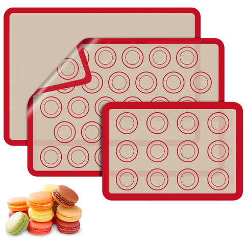 Koolstuffs Macaron Silicona: set de 3 piezas rojas para hornear macarones de forma pareja