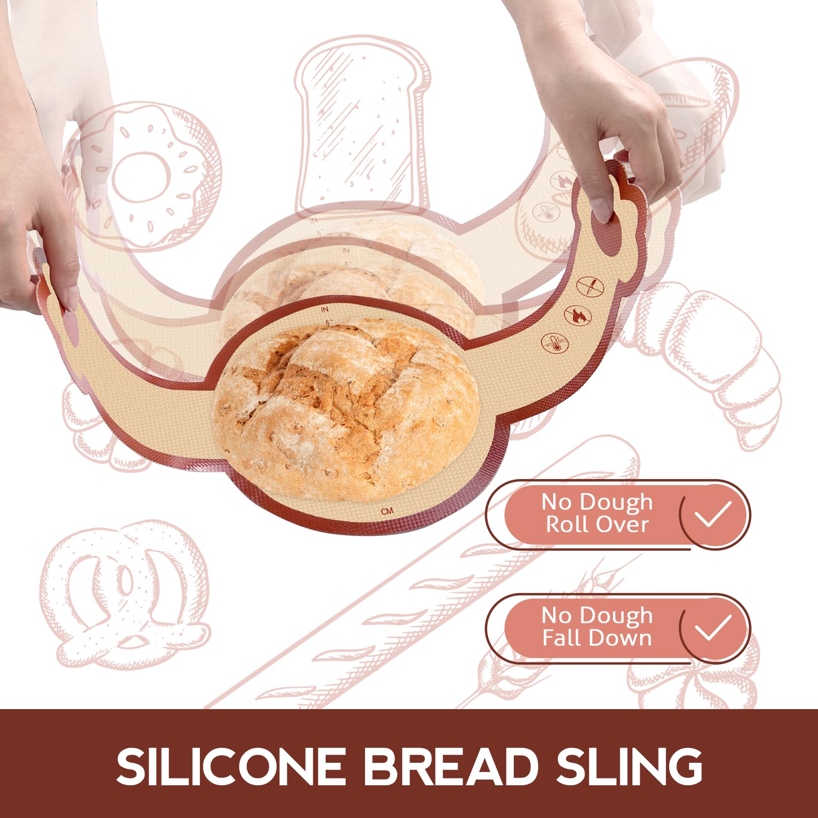 Koolstuffs sling de silicona, base antideslizante para mayor estabilidad al hornear.