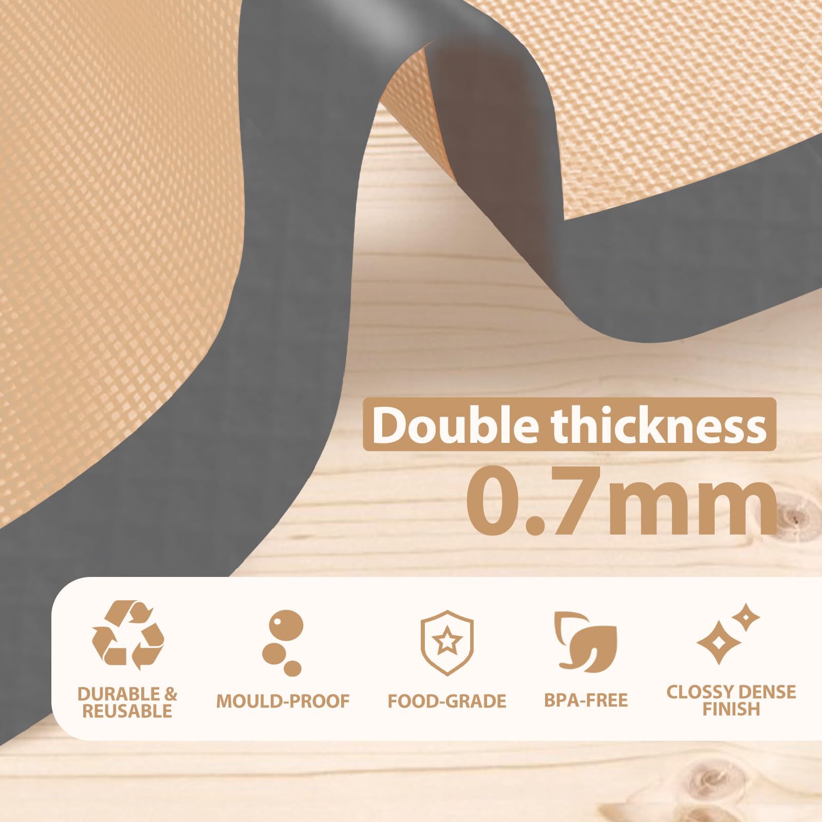 Koolstuffs tapetes silicona para hornear, superficie antiadherente para desmoldar sin esfuerzo.