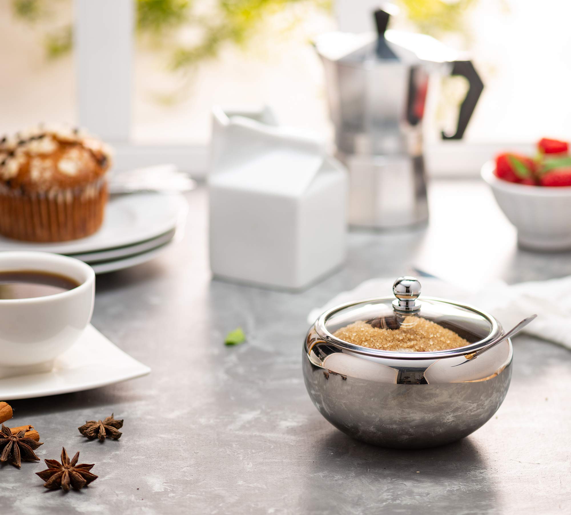 KooK Cuchara de acero inoxidable, diseño ergonómico para porciones rápidas.