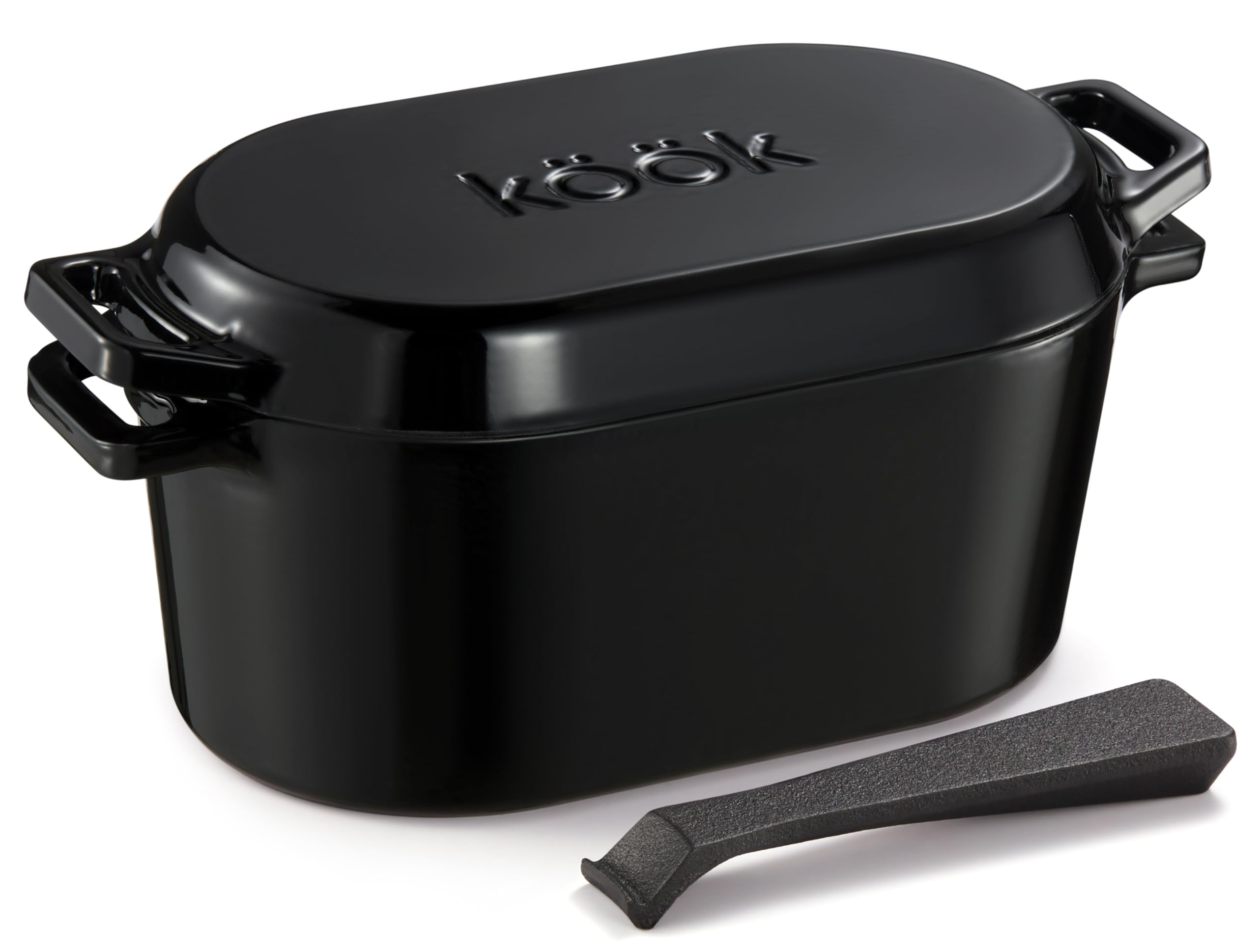 Olla KooK esmaltada de 3.4 qt con tapa, ideal para pan horneado