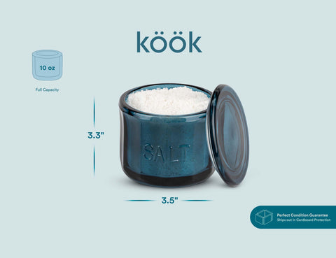 KooK tapa de vidrio transparente, contenido visible y fresco.