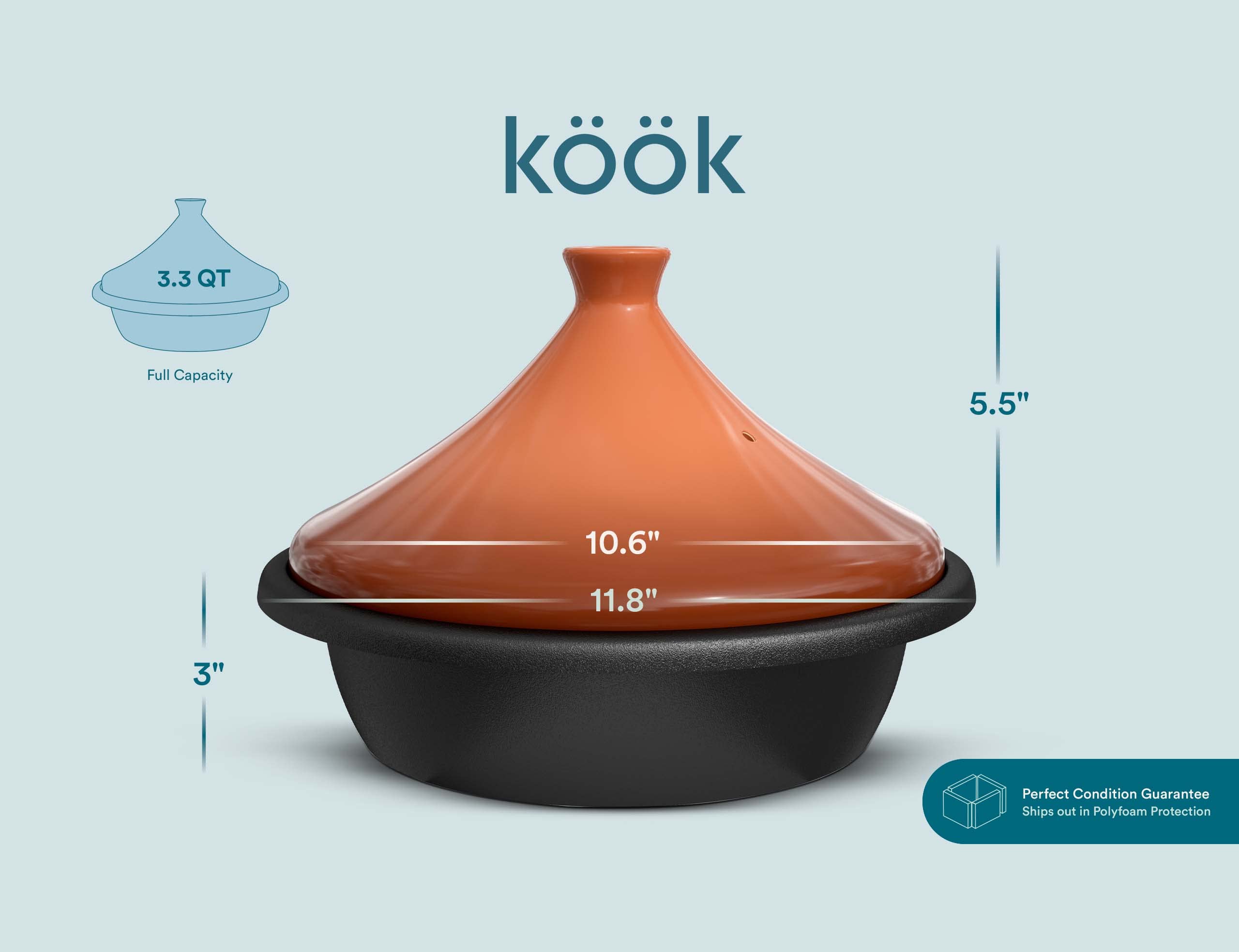 KooK tagine materiales seguros, sin plomo ni cadmio para cocinar con confianza