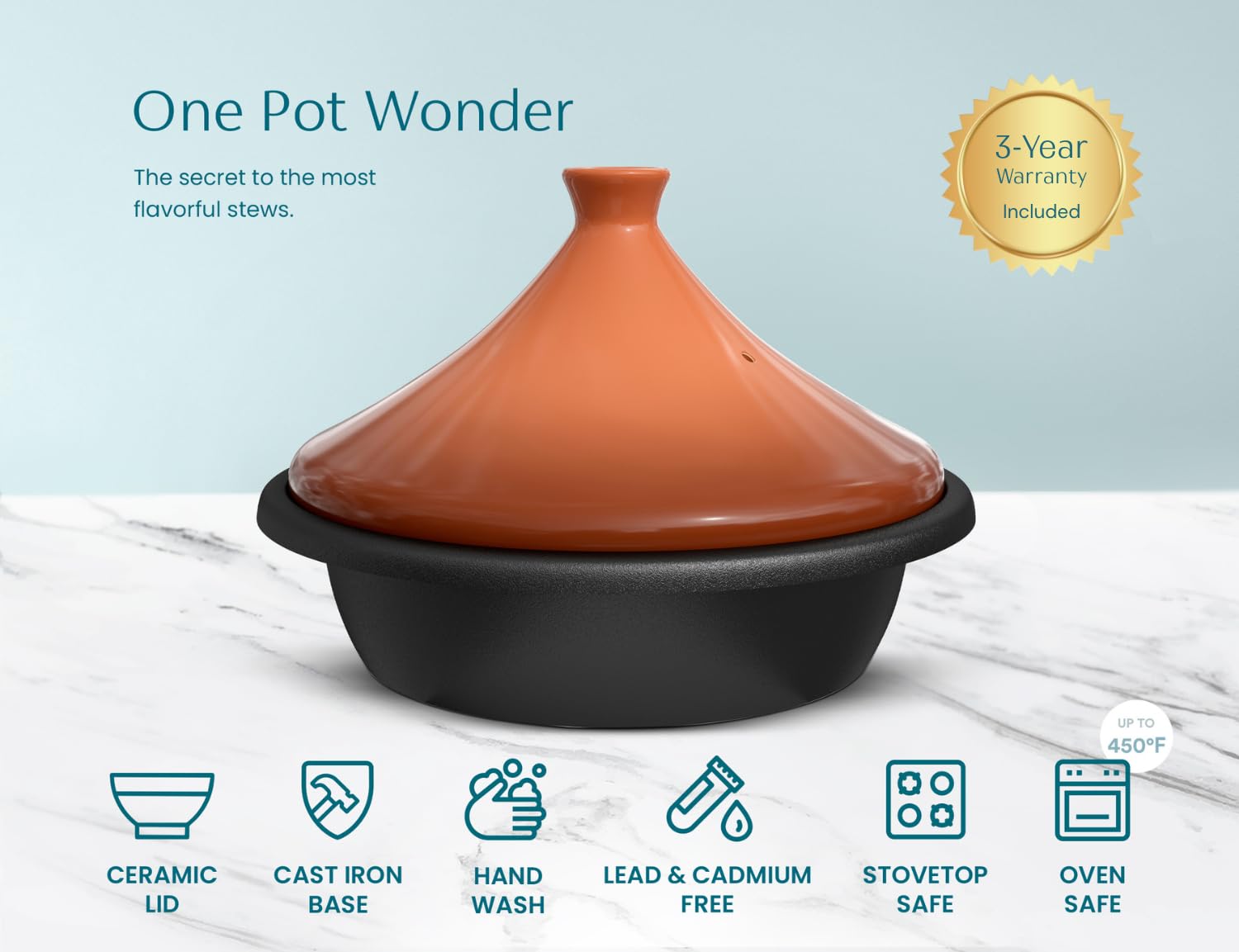 KooK tagine con tapa cono y ajuste cómodo para revisar sin perder calor