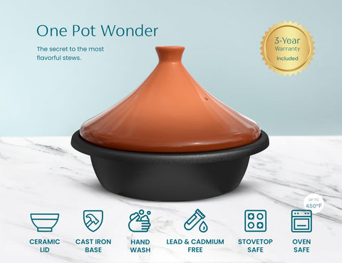 KooK tagine con tapa cono y ajuste cómodo para revisar sin perder calor