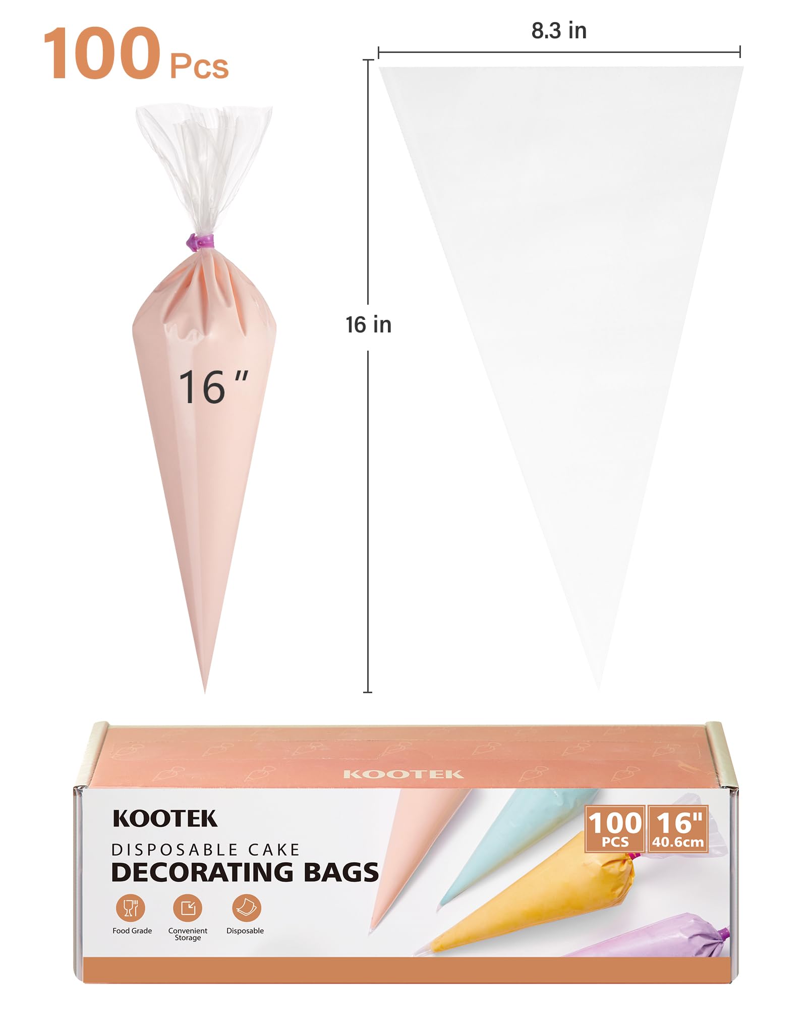 Bolsas desechables Kootek para glaseado sin necesidad de lavar.