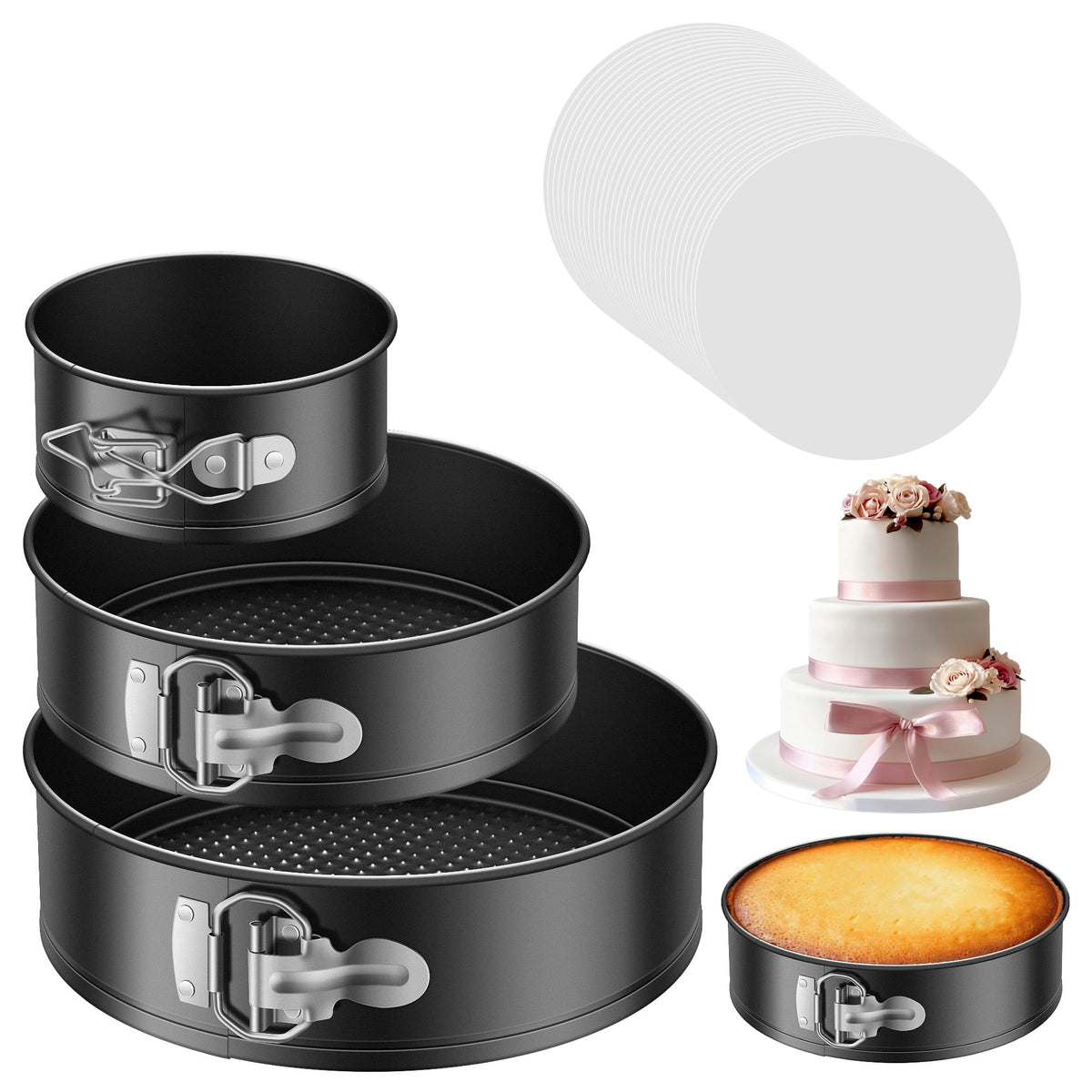 Kootek moldes de 4 pulgadas con fondo desmontable para desmoldar tartas de queso fácilmente.