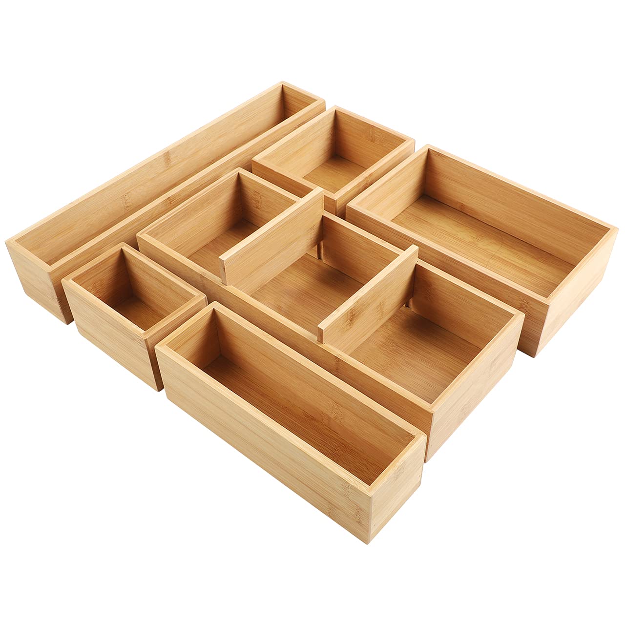 Kootek organizador de cajón de bambú, 6 piezas, excelente para ordenar utensilios.
