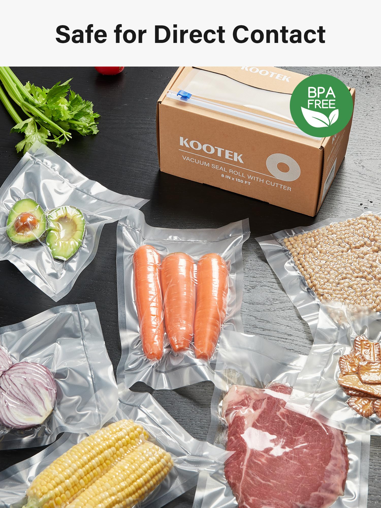 Kootek bolsas de vacío preservan sabor y textura de carnes y verduras