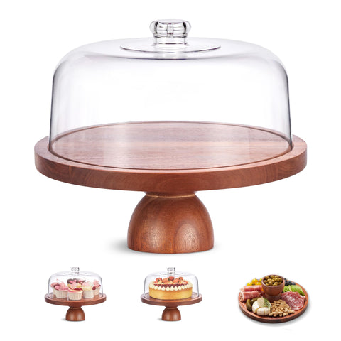 Kootek soporte de pastel de madera con tapa, base elevada para exhibir tartas.