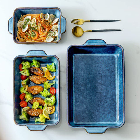 KOOV bandeja cerámica lasagna rectangular, distribución de calor uniforme para hornear.