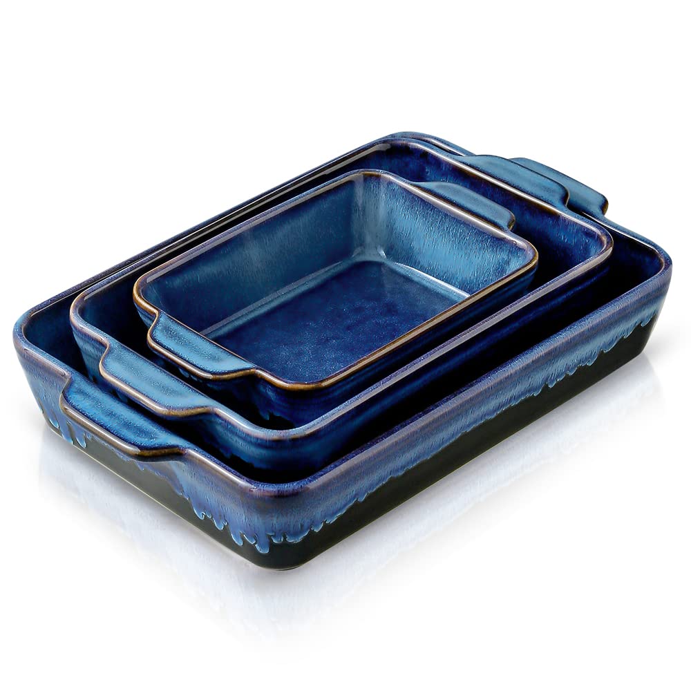 KOOV set hornear cerámico rectangular 13,5x9,3 pulgadas, ideal para lasañas y guisos.