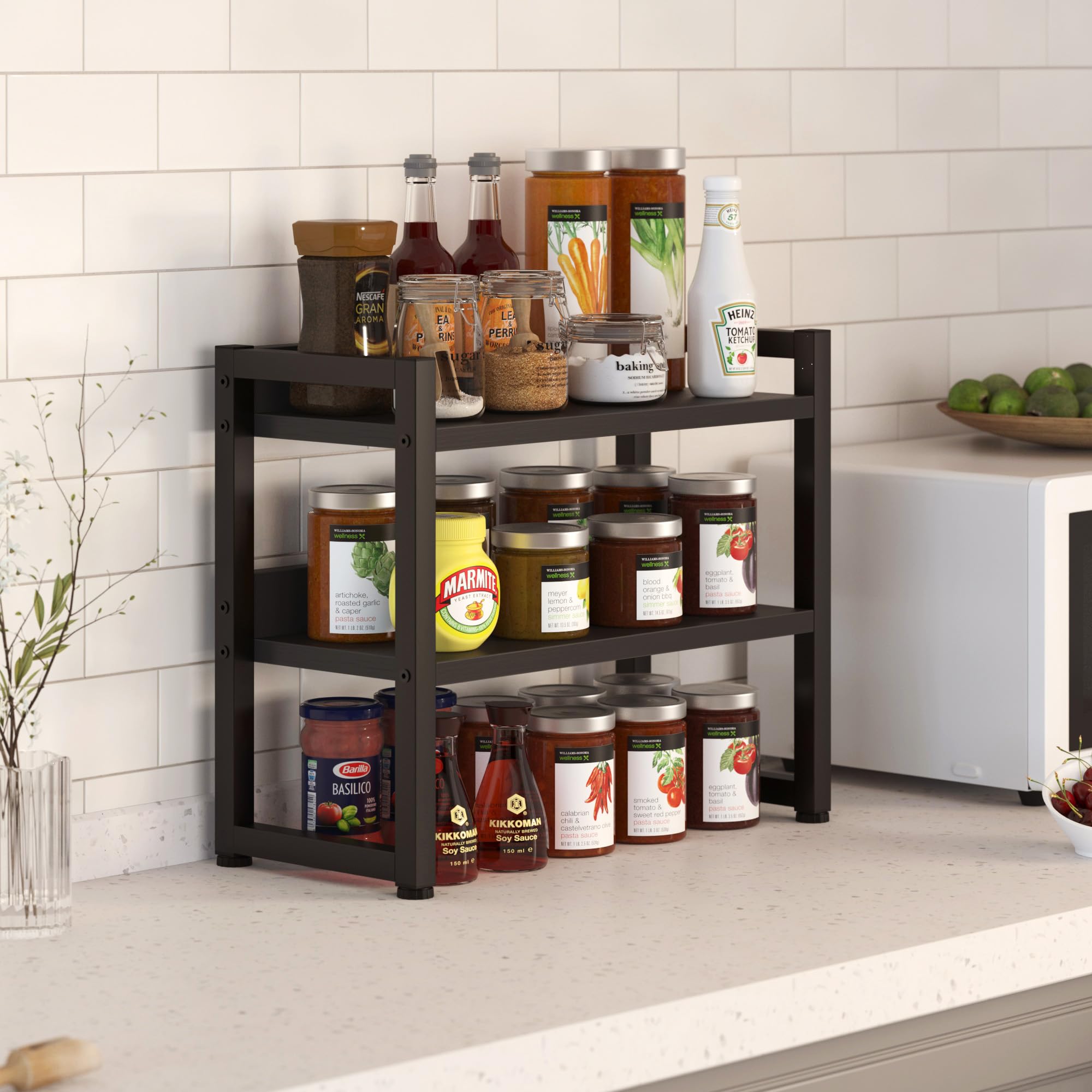 KOPEAYA organizador de cocina con base metálica, diseño estable para cuencos, tazas y potes.