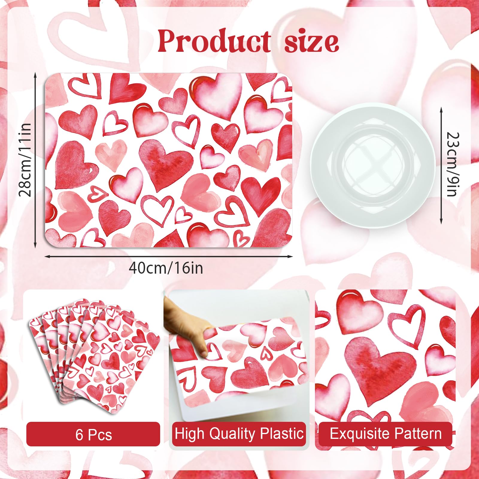 KOPOOEOE conjunto de 6 manteles plásticos para eventos de San Valentín.