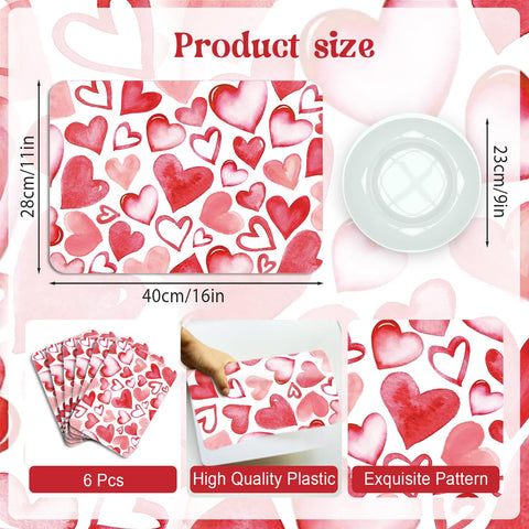 KOPOOEOE conjunto de 6 manteles plásticos para eventos de San Valentín.