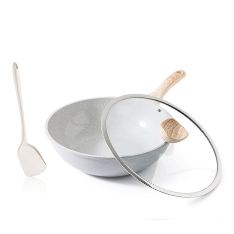 Kordisen wok cerámico 12 pulgadas con tapa para monitorear cocción