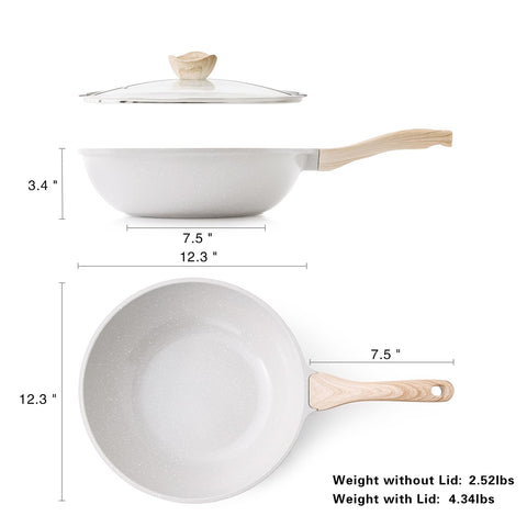 Kordisen wok cerámico diámetro 12 pulgadas y altura 3,7 pulgadas