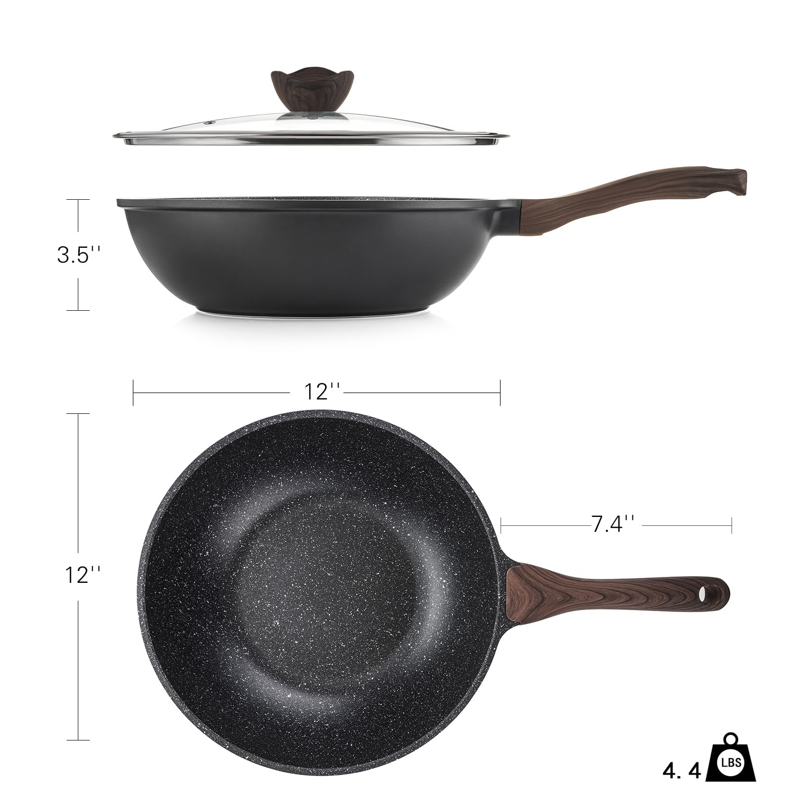 Revestimiento de granito de la wok Kordisen facilita la limpieza