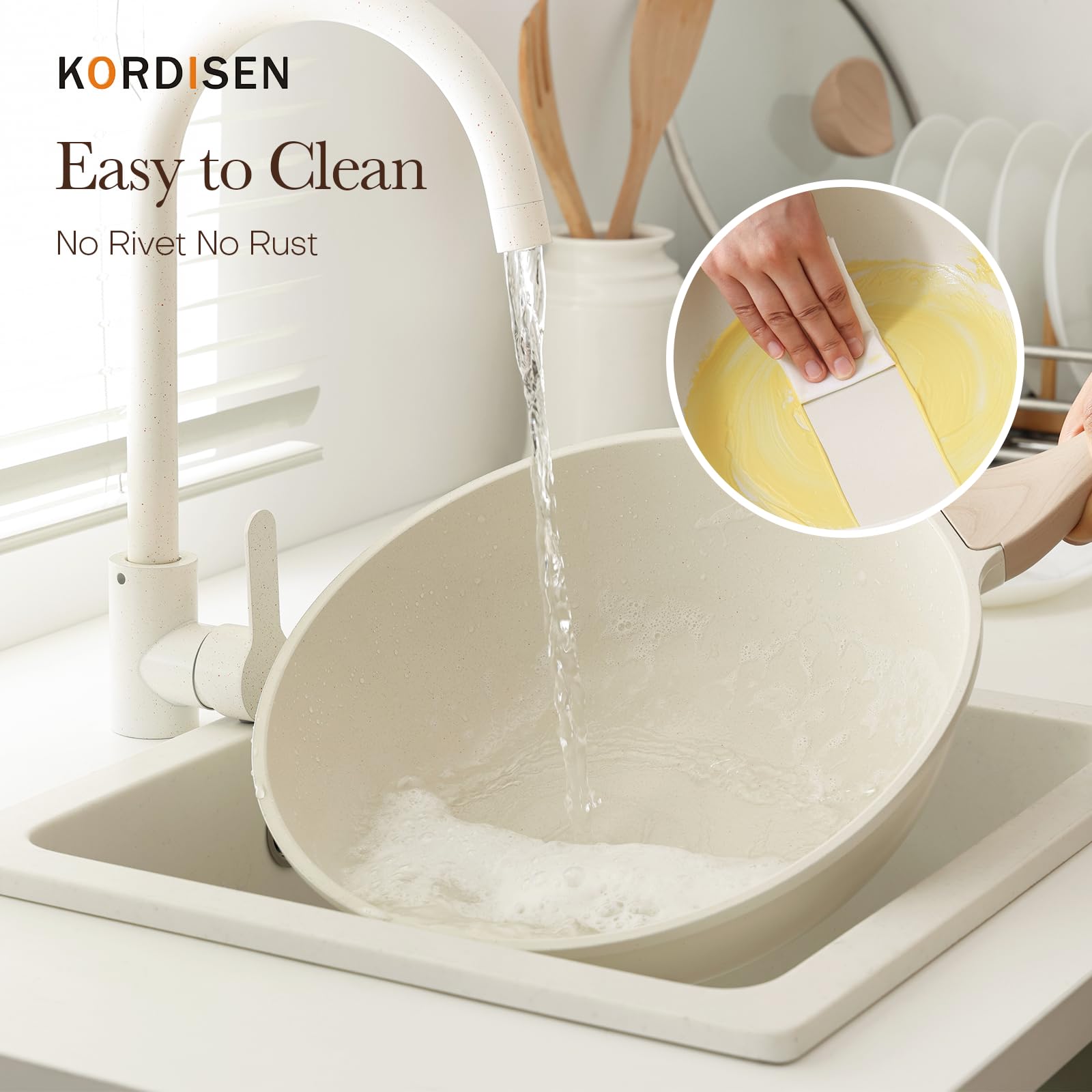 Tapa de vidrio transparente del wok Kordisen, monitoriza cocción sin perder calor.