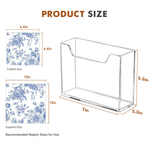 Kordory porta-servilletas acrílico, medidas 7x2.3x5.3 pulgadas, tamaño conveniente
