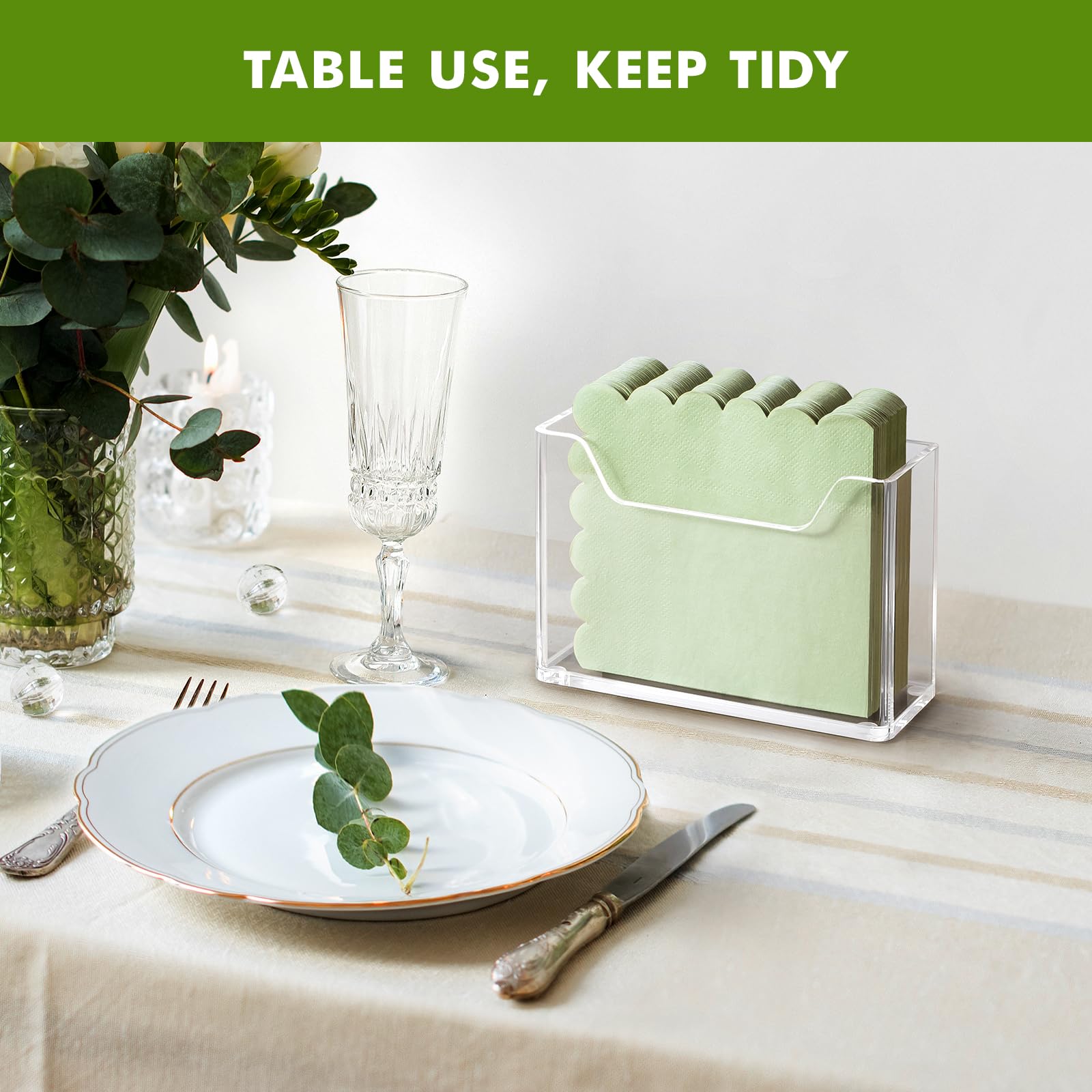 Kordory porta servilletas acrílico, base antideslizante mantiene estable la servilleta.