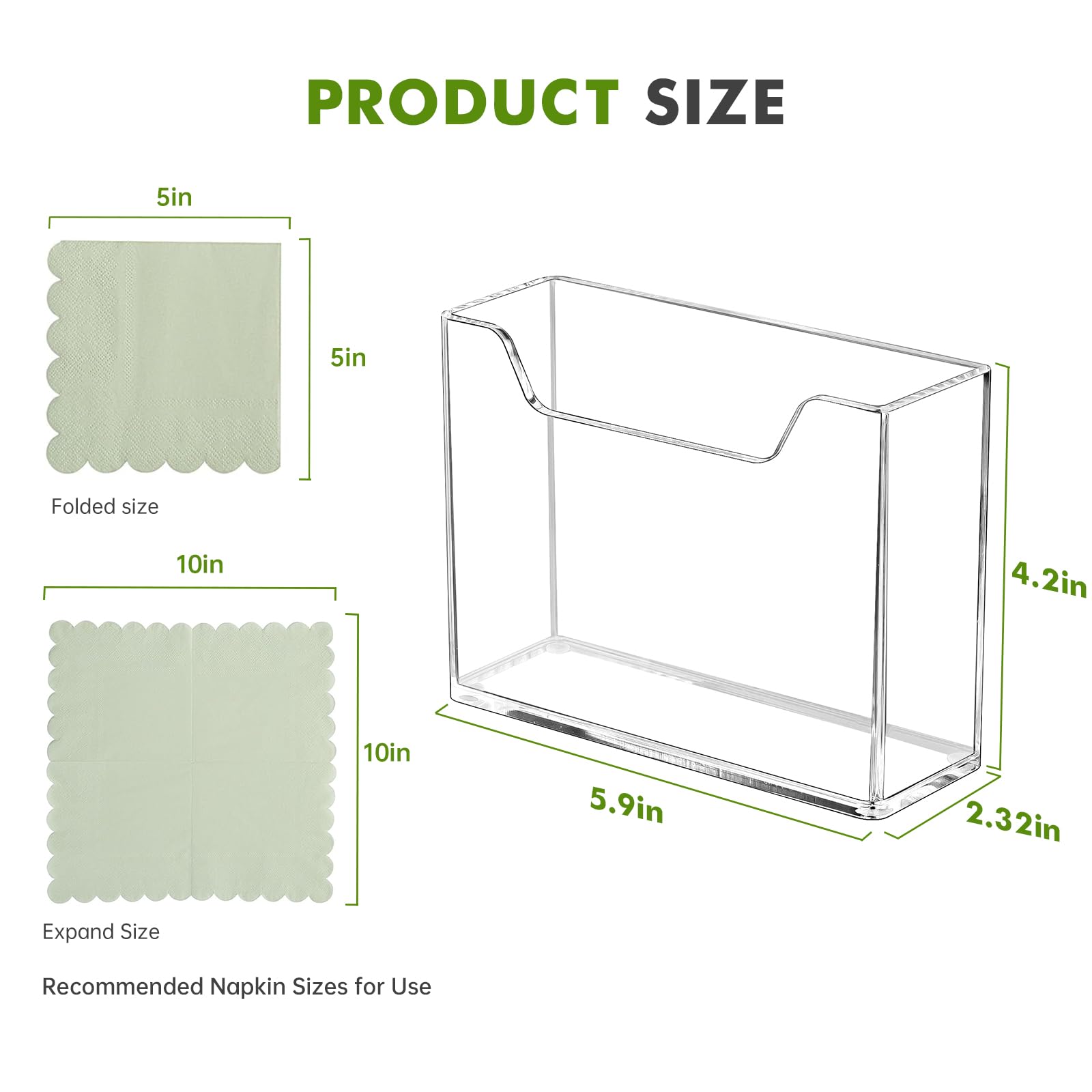 Kordory porta servilletas acrílico, transparente e impermeable, facilita ver cuántas servilletas quedan.