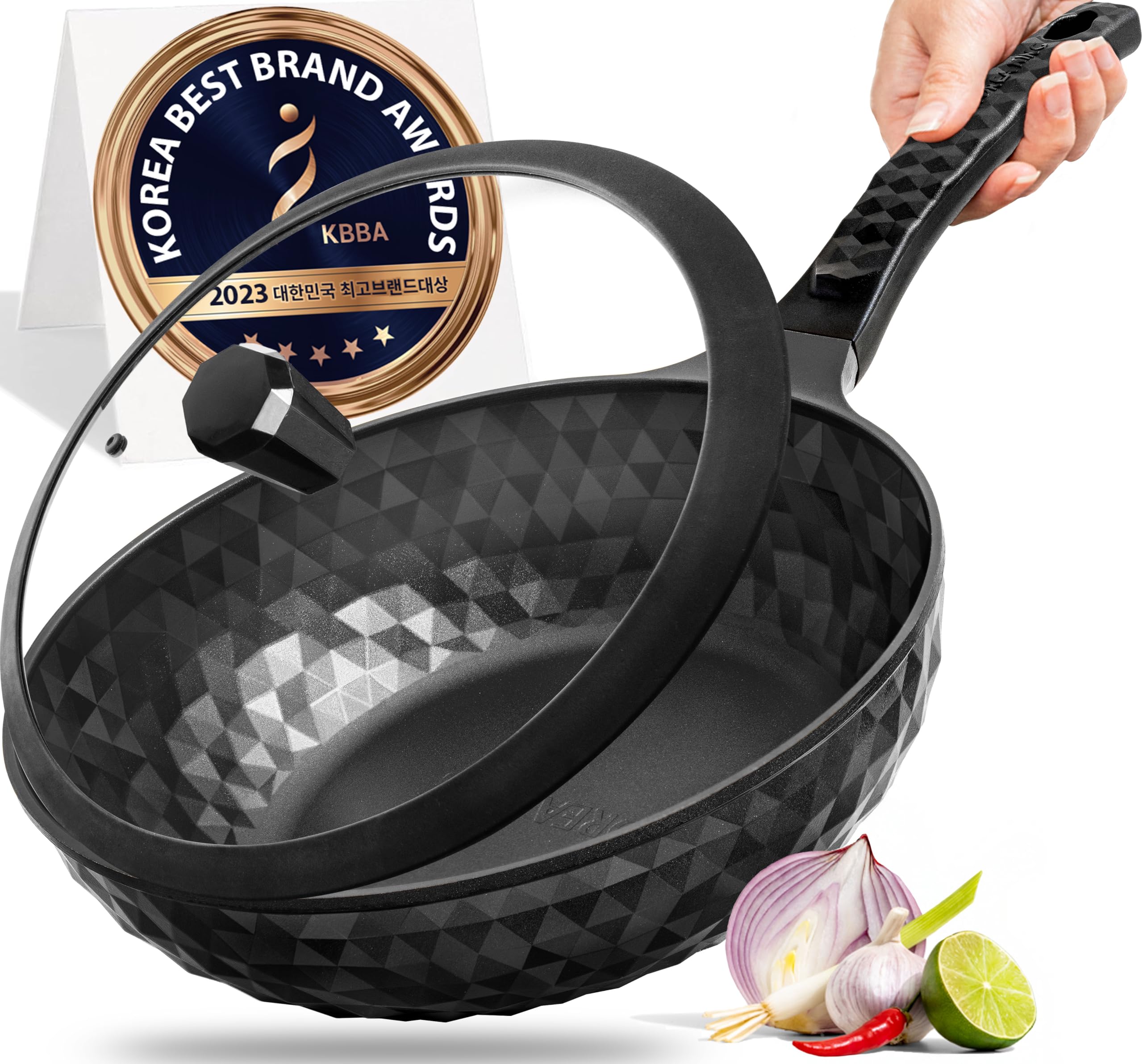 Diamond X Wok de Korea King, superficie antiadherente facilita salteados sin aceite.
