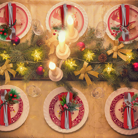 Korlon Tec aros para servilleta diseño navidad con pino y bayas para mesa elegante.