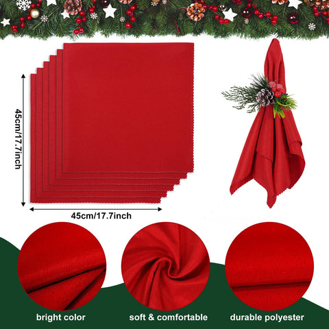 Korlon Tec servilletas de Navidad rojas con tacto suave para cenas festivas.
