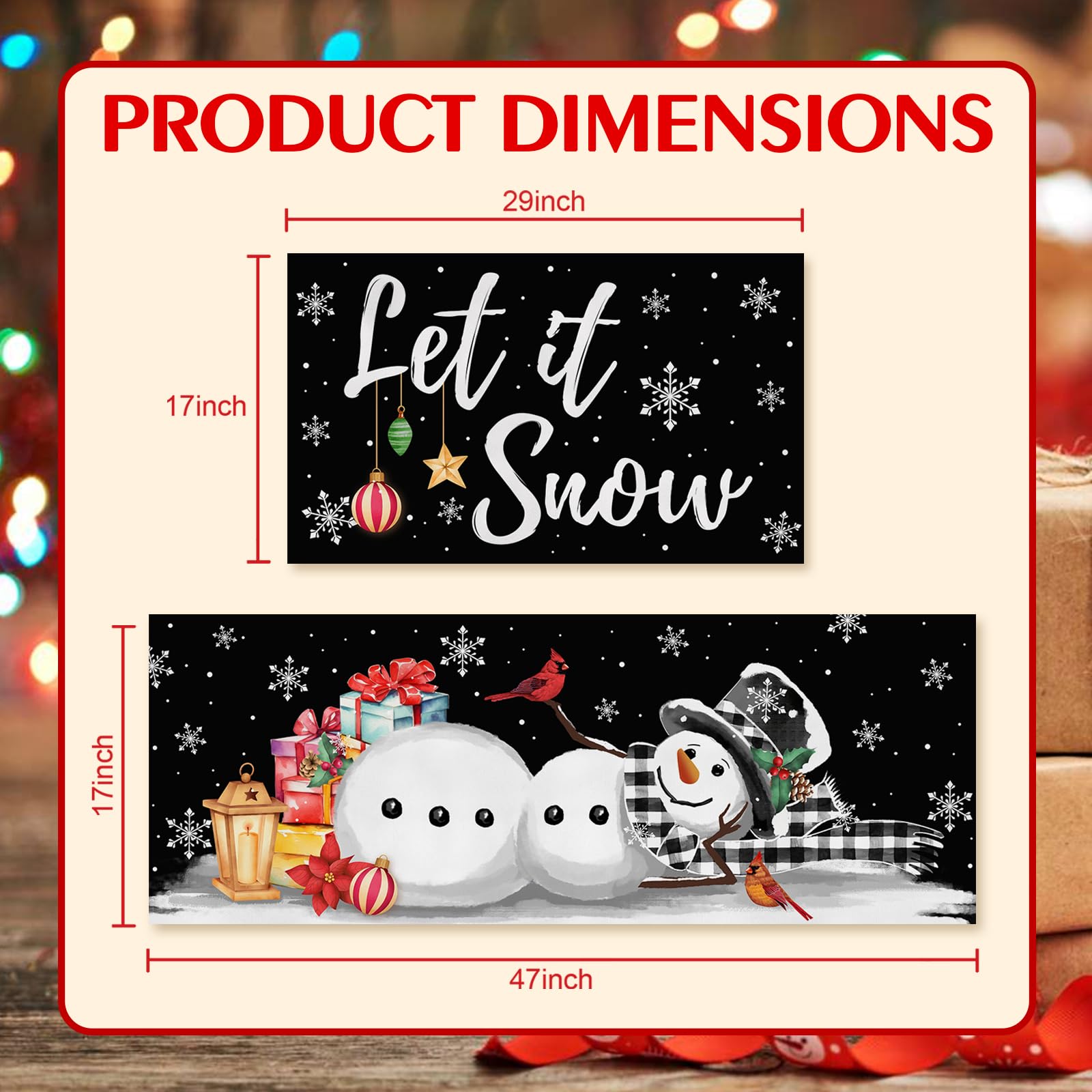 Korvita Let It Snow, alfombra rectangular 17x29, práctica y festiva para cocinas y entradas.