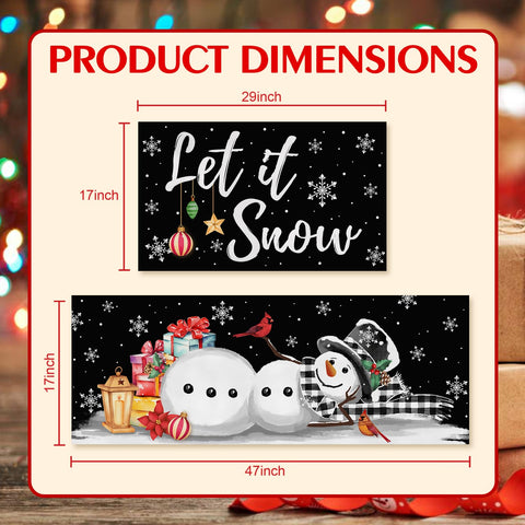 Korvita Let It Snow, alfombra rectangular 17x29, práctica y festiva para cocinas y entradas.