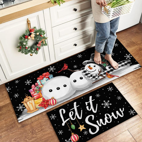 Korvita Let It Snow, alfombra rectangular 17x47, protege el suelo y añade encanto navideño.