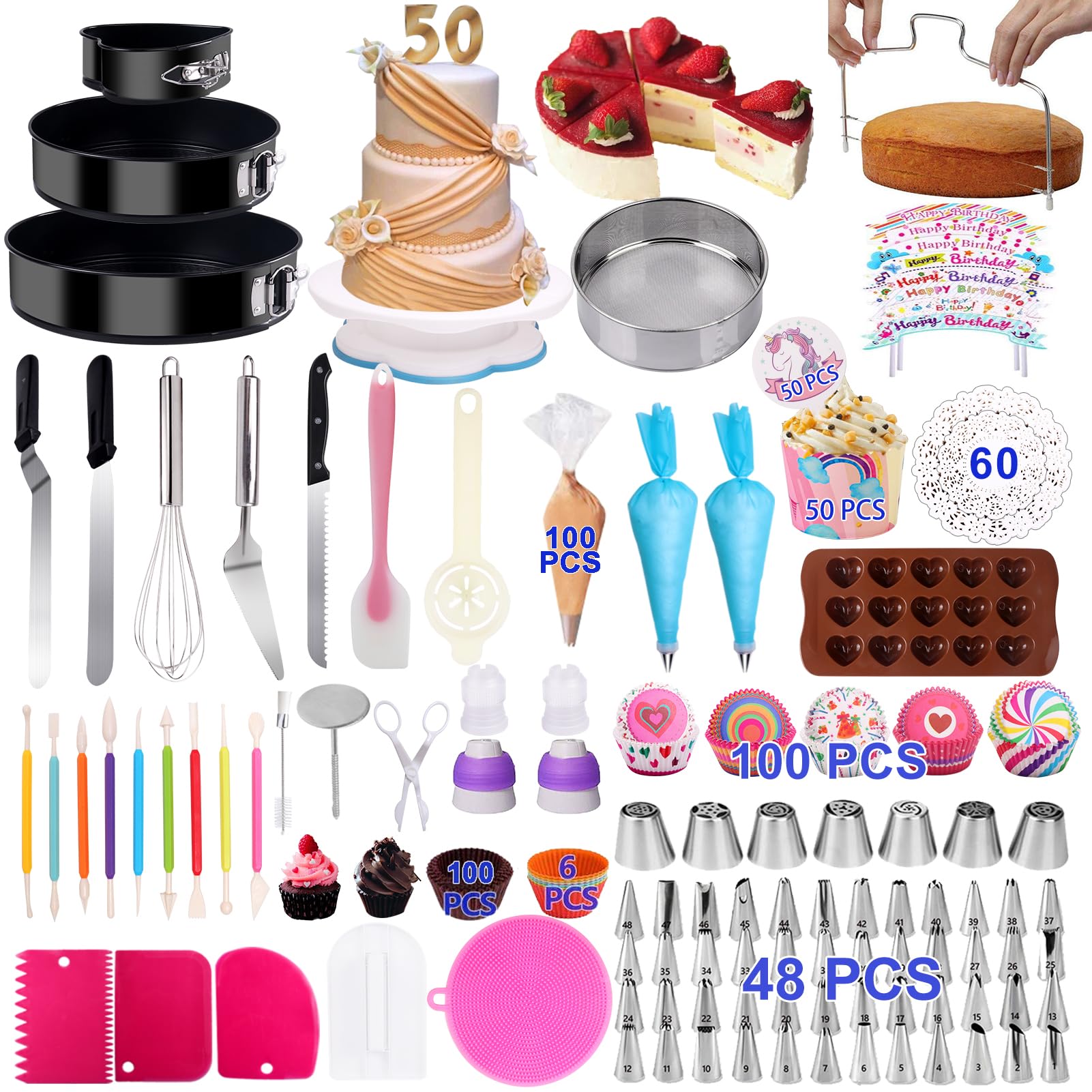 Kosbon kit decoracion tartas con base giratoria, facilita decorar tartas de forma estable.