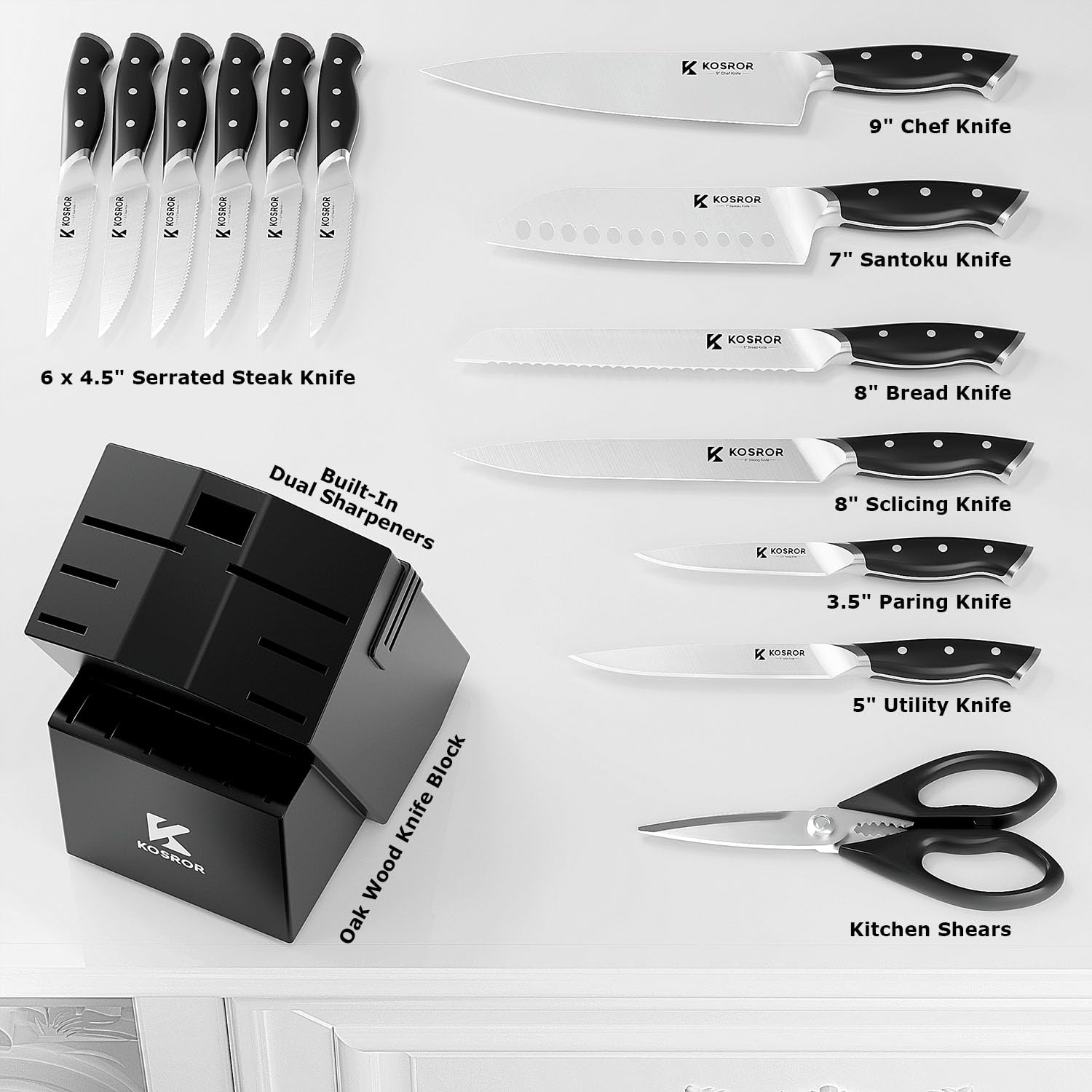 Kosror ShadowCraft cuchillo chef 9 pulgadas: filo afilado para cortes suaves.