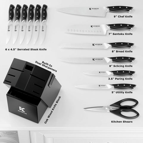 Kosror ShadowCraft cuchillo chef 9 pulgadas: filo afilado para cortes suaves.