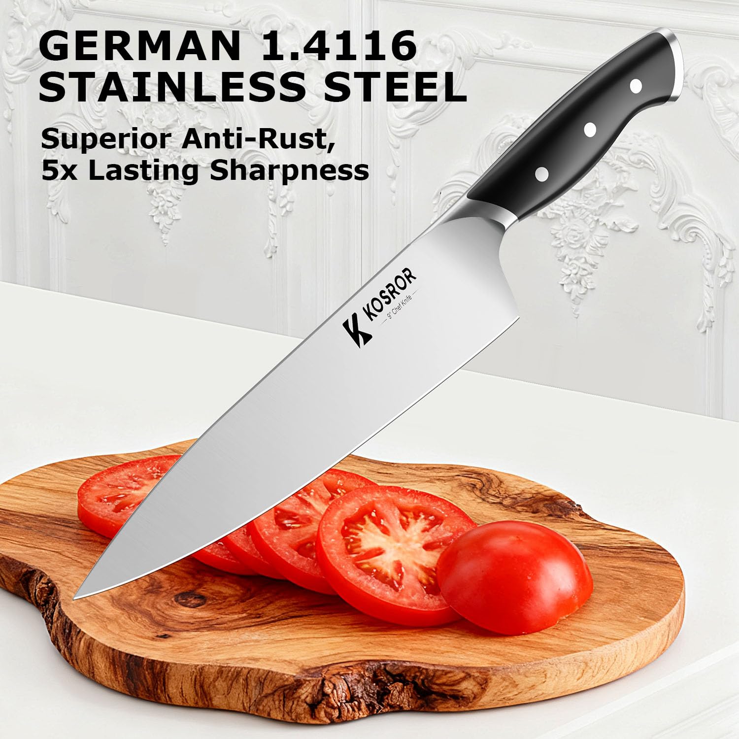 Kosror ShadowCraft cuchillo rebanar 8 pulgadas: precisión para rebanar verduras y carnes.