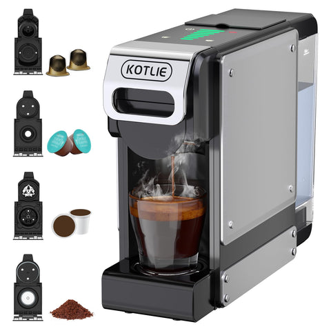KOTLIE cafetera compacta vista frontal con ahorro de espacio