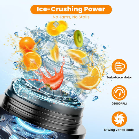Licuadora portátil Kourice para smoothies, compacto y fácil de guardar en bolsos.
