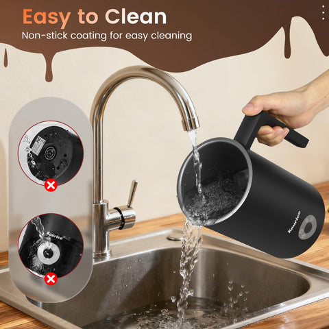 Kourice espumador leche, limpieza fácil gracias a su interior antiadherente.