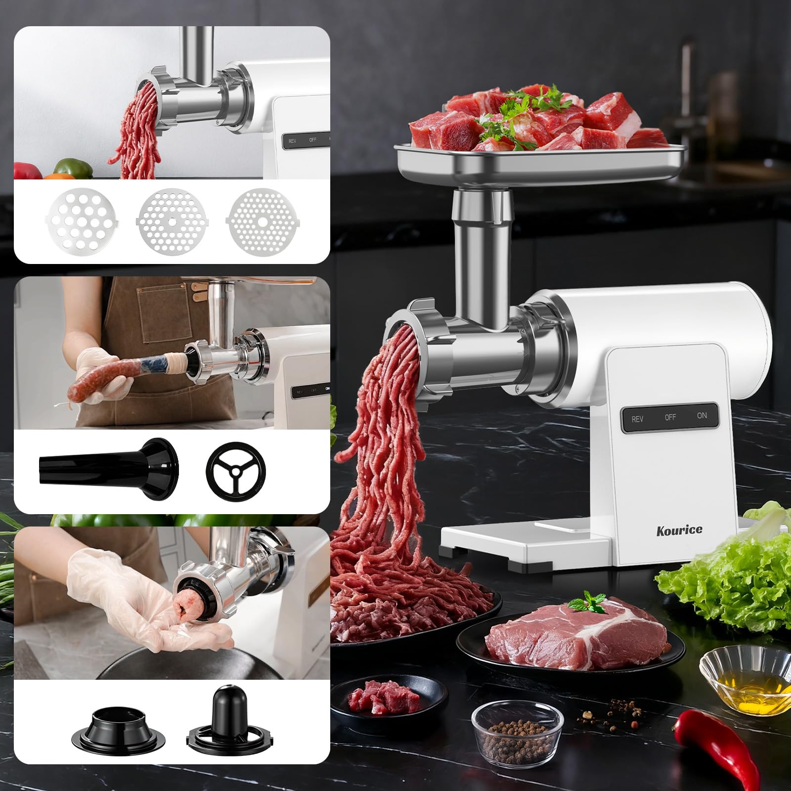 Kourice kit de embutidora de carne para rellenar salchichas caseras.