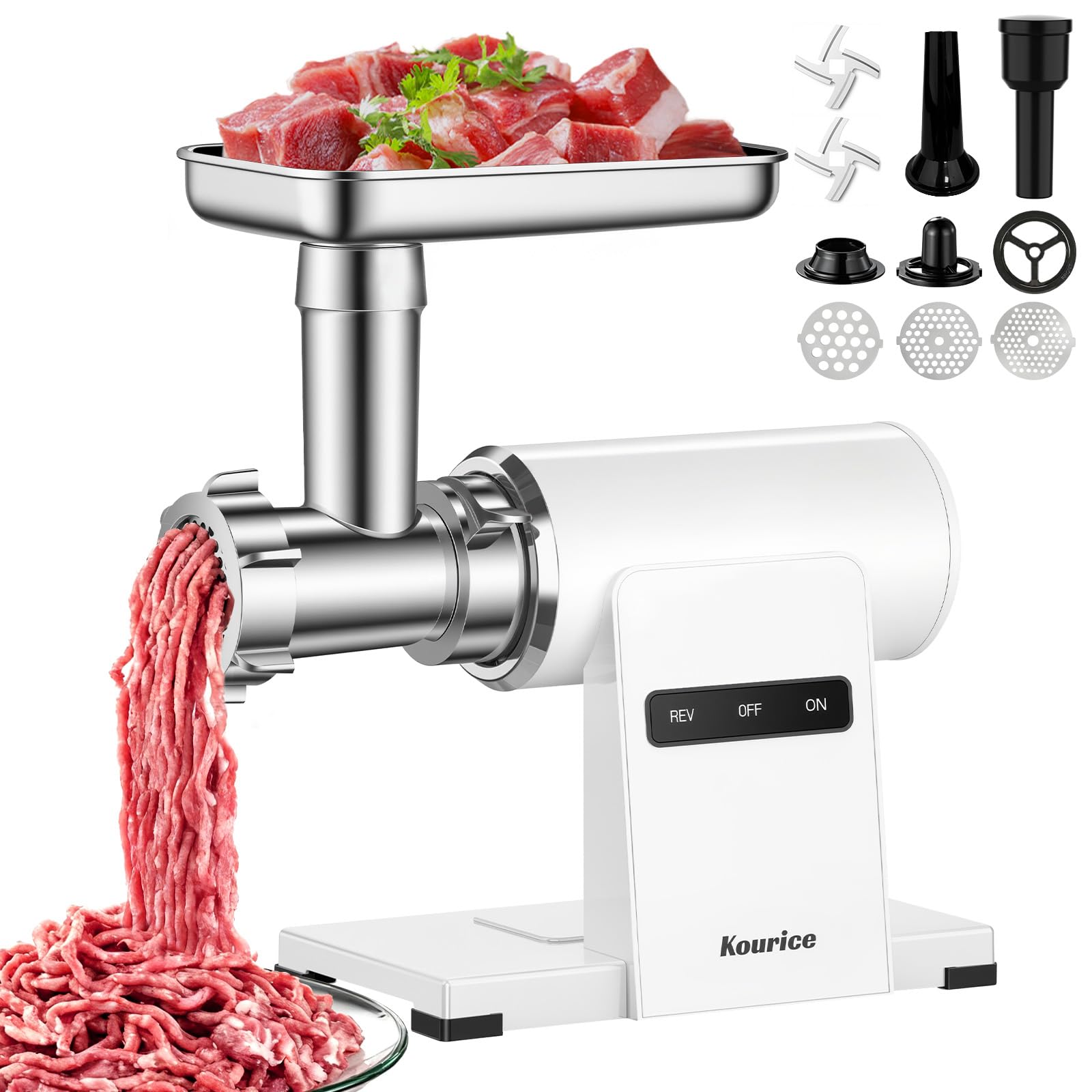 Kourice molinillo de carne: carcasa de metal resistente para uso diario.