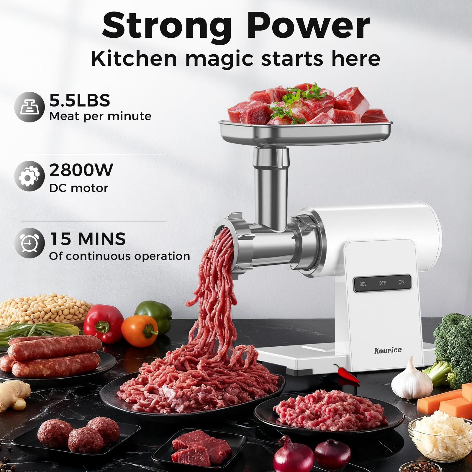 Kourice motor de corriente continua potente y silencioso para cocinar sin interrupciones.