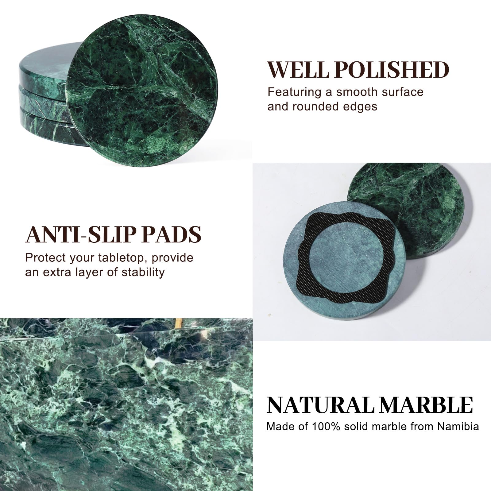 Koville posavasos antideslizantes de mármol evitan deslizamientos sobre la mesa.