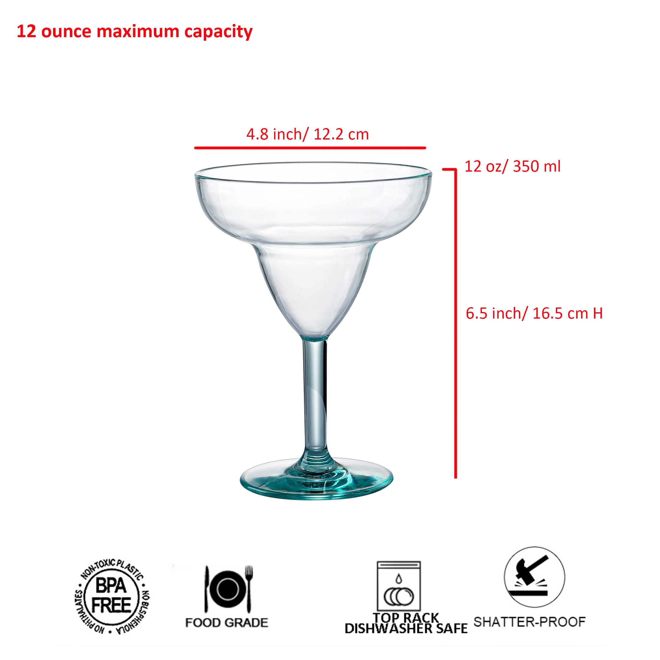KOXIN-KARLU conjunto 6 vasos margarita acrílicos, duraderos, perfecto para entretenimiento en casa.